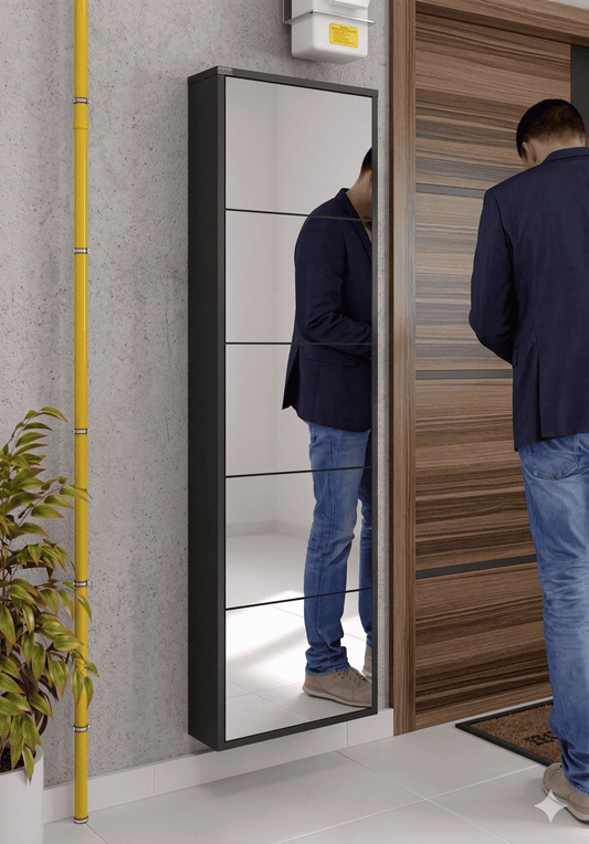 Premium Flotal Aynalı Metal Ayakkabılık - ILTER