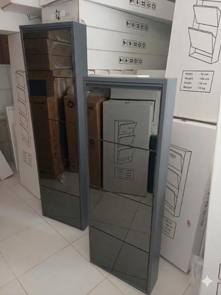 Premium Flotal Aynalı Metal Ayakkabılık