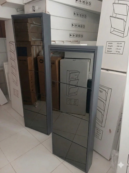 Premium Flotal Aynalı Metal Ayakkabılık